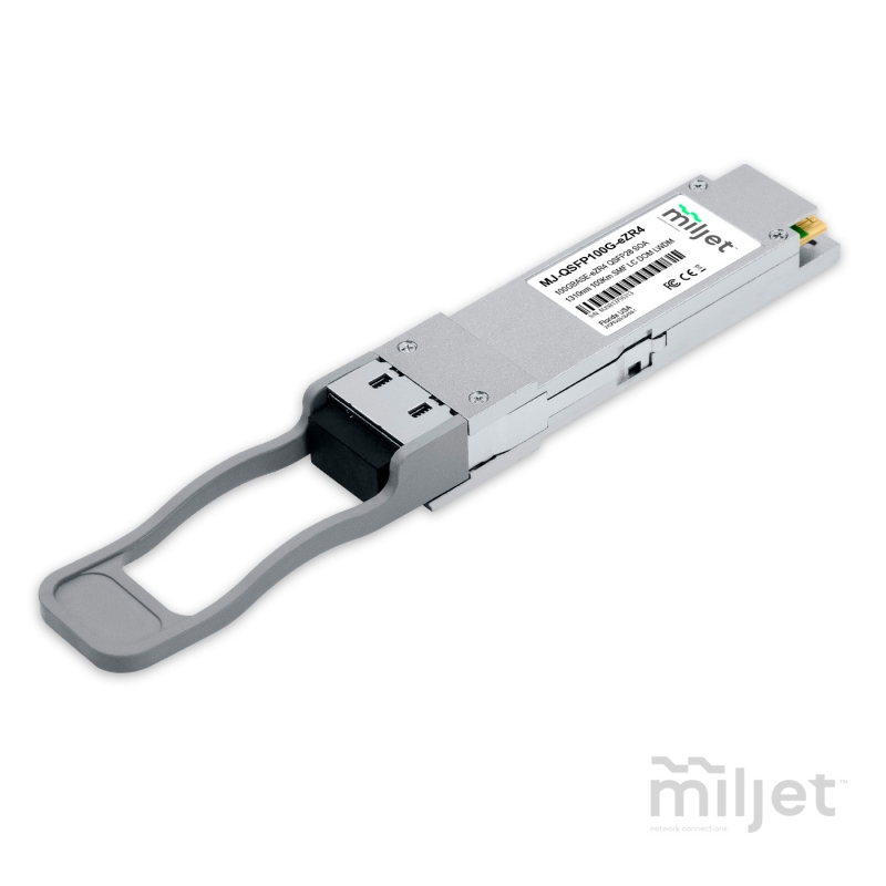 100GBASE-eZR4 QSFP28, 1310nm LWDM 100km SMF, SOA, LC DDM Duplex, transceptor óptico Miljet