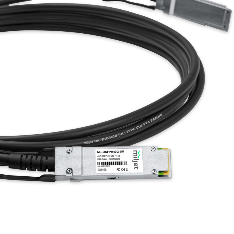 Cabo 40G QSFP+ para QSFP+ 5m, DAC Direct Attach Copper, Twinax Cabo PVC 26AWG Miljet