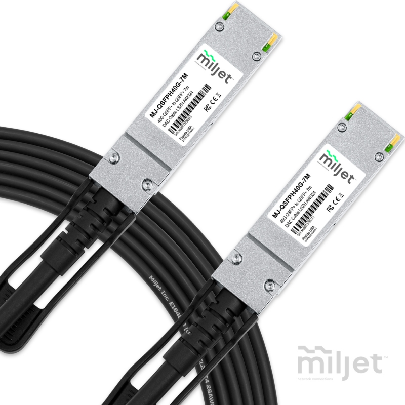 Cabo 40G QSFP+ para QSFP+ 7m, DAC Direct Attach Copper, Twinax Cabo PVC 24AWG Miljet