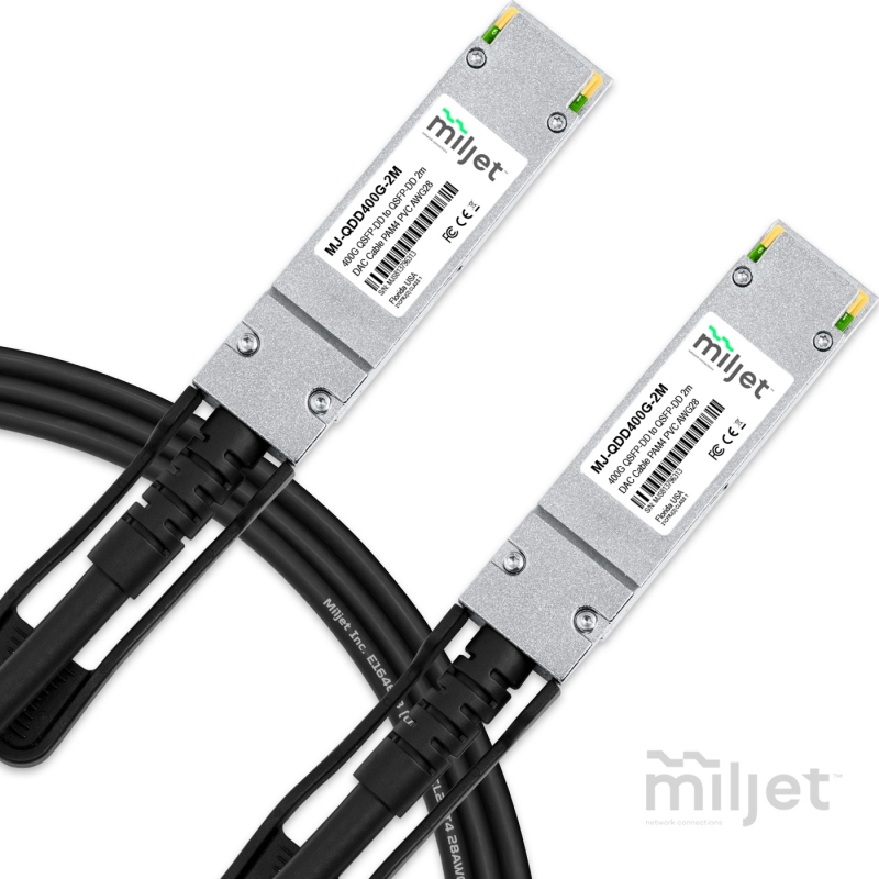 Cabo 400G QSFP-DD para QSFP-DD 2m, PAM4, DAC Direct Attach Copper, Twinax Cable PVC 28AWG Miljet