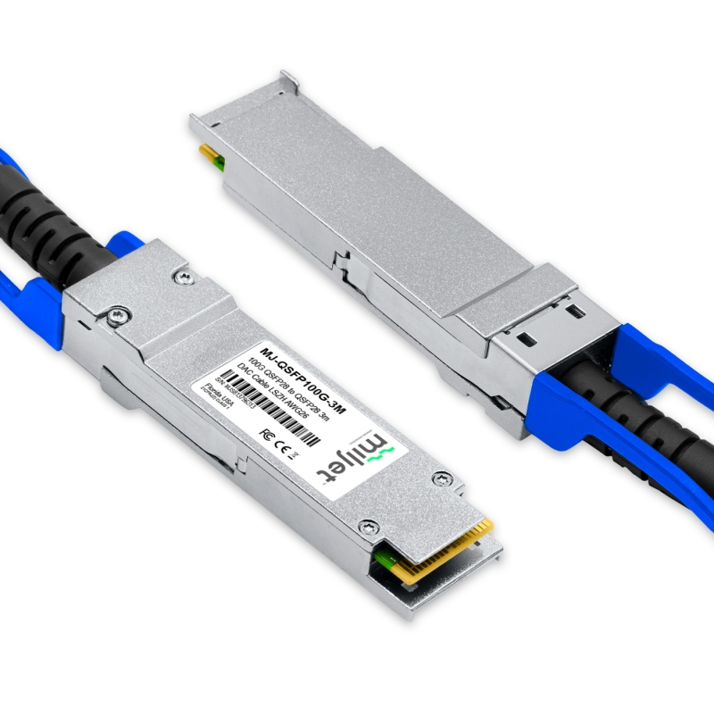 Cabo 100G QSFP28 para QSFP28 3m, DAC Direct Attach Copper, Twinax Cabo PVC 26AWG Miljet