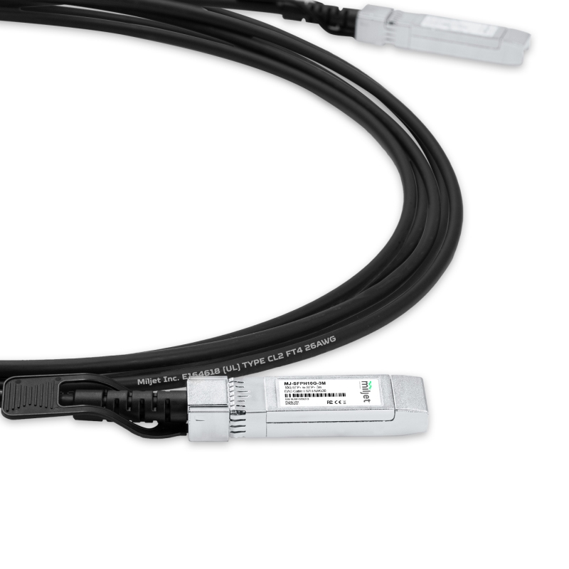 Cabo 10G SFP+ para SFP+ 3m, DAC Direct Attach Copper, Twinax LSZH AWG30 Miljet