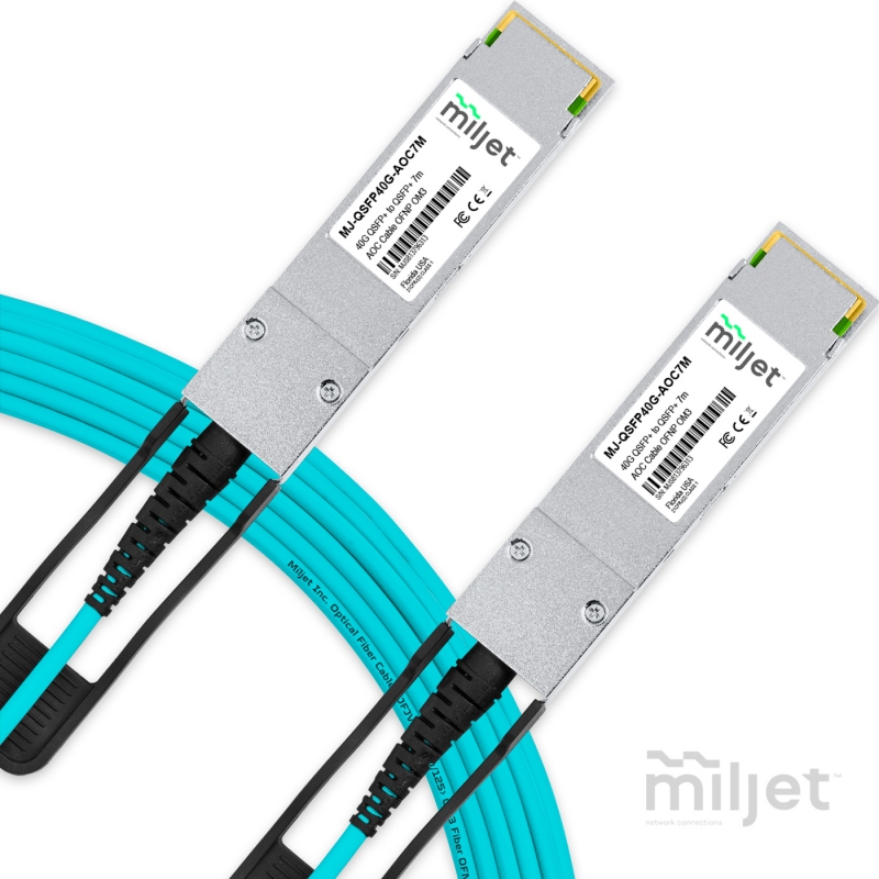 Cabo 40G QSFP+ para QSFP+ 7m, AOC Active Optical Cable OM3 OFNP Miljet