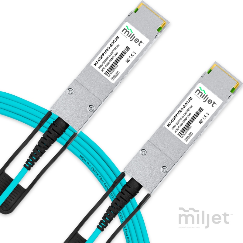 Cabo 100G QSFP28 para QSFP28 3m, AOC Active Optical Cable OM3 OFNP Miljet