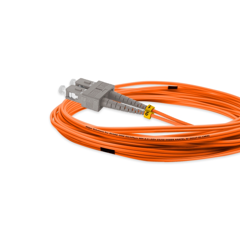 Cordão Óptico 5m, LC/UPC-SC/UPC, MM G651.1 50/125, OM2 Duplex 2.0mm LSZH Laranja, Fibra Multimodo Miljet