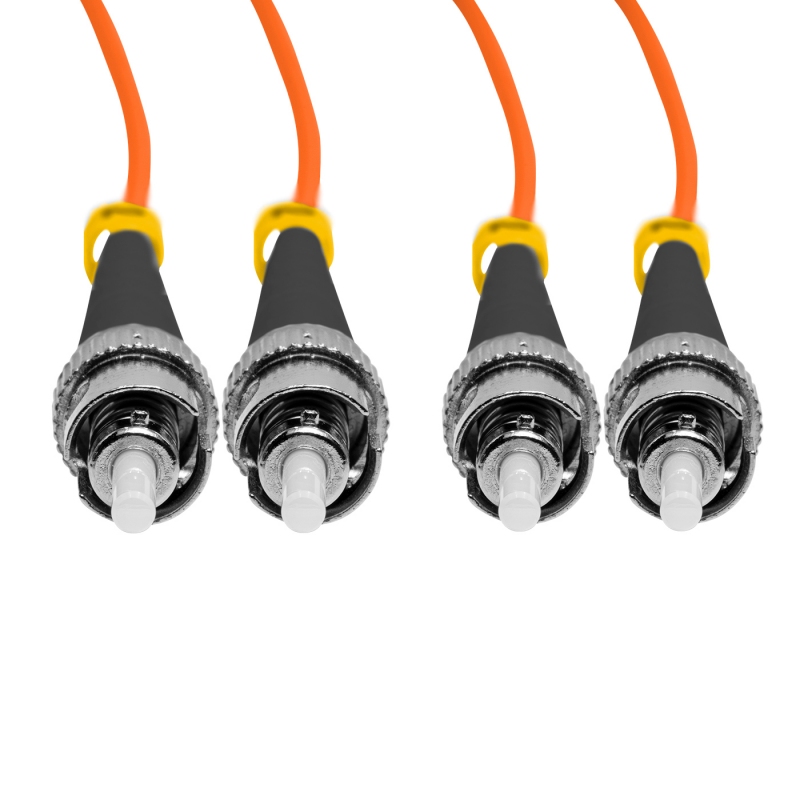 Cordão Óptico 3m, ST/UPC-ST/UPC, MM G651.1 50/125, OM2 Duplex 2.0mm LSZH Laranja, Fibra Multimodo Miljet