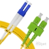 Cordão Óptico 10m, LC/UPC-SC/APC, SM BLI G657-A1 9/125, OS2 Duplex 2.0mm LSZH Amarelo, Fibra Monomodo Miljet