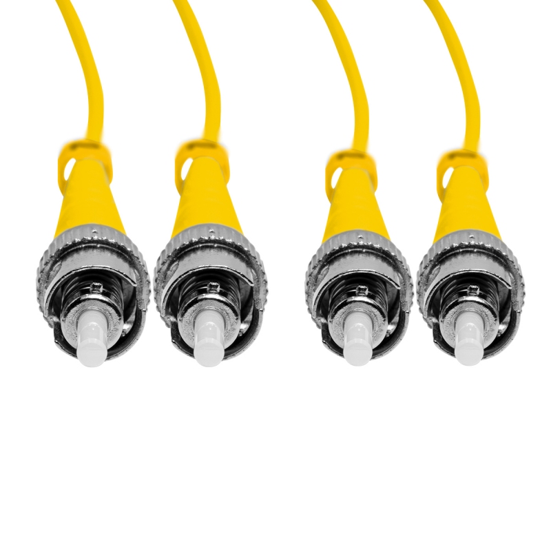 Cordão Óptico 5m, ST/UPC-ST/UPC, SM BLI G657-A1 9/125, OS2 Duplex 2.0mm LSZH Amarelo, Fibra Monomodo Miljet