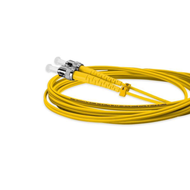 Cordão Óptico 3m, LC/UPC-ST/UPC, SM BLI G657-A1 9/125, OS2 Duplex 2.0mm LSZH Amarelo, Fibra Monomodo Miljet