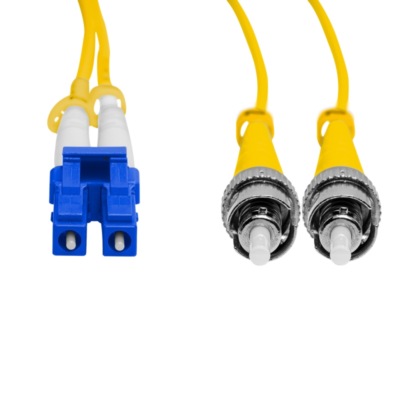 Cordão Óptico 3m, LC/UPC-ST/UPC, SM BLI G657-A1 9/125, OS2 Duplex 2.0mm LSZH Amarelo, Fibra Monomodo Miljet