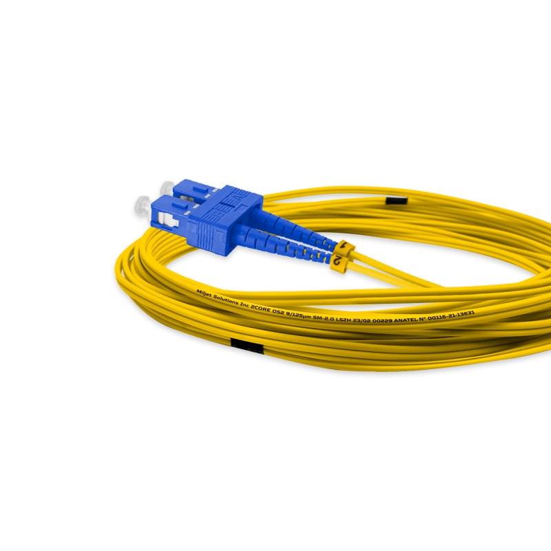 Cordão Óptico 5m, SC/UPC-ST/UPC SM BLI G.657A 9/125, OS2 Duplex 2.0mm LSZH Amarelo, Fibra Monomodo Miljet