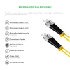 Cordão Óptico 3m, FC/UPC-FC/UPC SM BLI G.657A 9/125, OS2 Duplex 2.0mm LSZH Amarelo Fibra Monomodo Miljet