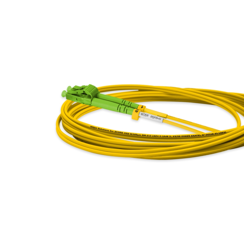 Cordão Óptico 3m, LC/APC-SC/APC, SM BLI G657-A1 9/125 0.12dB IL OS2 Duplex 2.0mm LSZH Amarelo, Fiber Monomodo Miljet