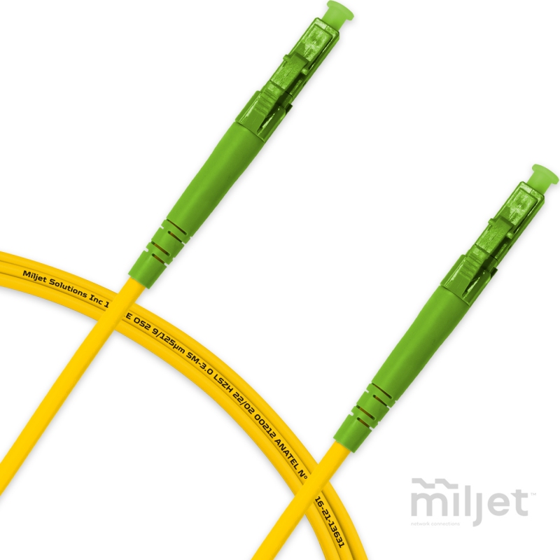 Cordão Óptico 2m, LC/APC-LC/APC, SM BLI G657-A1 9/125, OS2 Simplex 3.0mm LSZH Amarelo, Fibra Monomodo Miljet