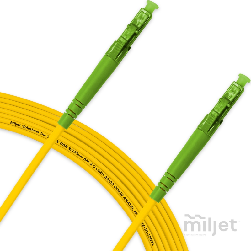 Cordão Óptico 10m, LC/APC-LC/APC, SM BLI G657-A1 9/125 OS2 Simplex 3.0mm LSZH Amarelo, Fibra Monomodo Miljet