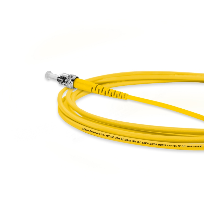 Cordão Óptico 3m, ST/UPC-FC/UPC, SM BLI G657-A1 9/125, OS2 Simplex 3.0mm LSZH Amarelo, Fibra Monomodo Miljet