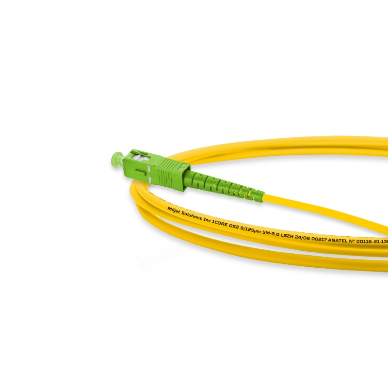 Cordão Óptico 1.5m, ST/APC-SC/APC, SM BLI G657-A1 9/125, OS2 Simplex 3.0mm LSZH Amarelo, Fibra Monomodo Miljet