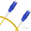 Cordão Óptico 1.5m, LC/UPC-LC/UPC Uniboot Duplex SM OS2 BLI G657-A1 9/125 BIF 2.0mm LSZH Amarelo, Fibra Monomodo Miljet