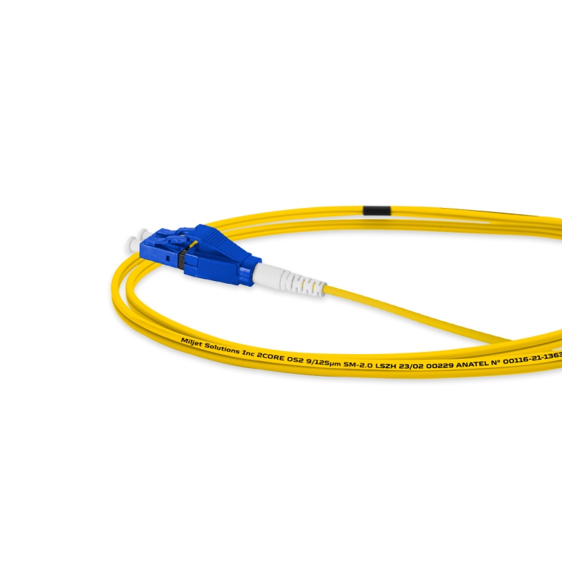 Cordão Óptico 1.5m, LC/UPC-LC/UPC Uniboot Duplex SM OS2 BLI G657-A1 9/125 BIF 2.0mm LSZH Amarelo, Fibra Monomodo Miljet