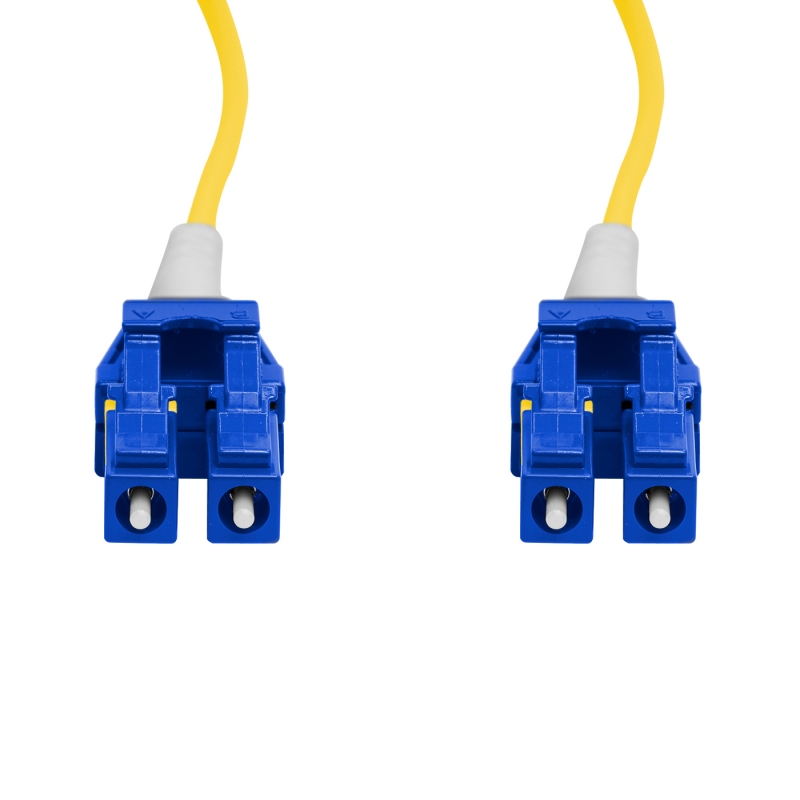 Cordão Óptico 1.5m, LC/UPC-LC/UPC Uniboot Duplex SM OS2 BLI G657-A1 9/125 BIF 2.0mm LSZH Amarelo, Fibra Monomodo Miljet