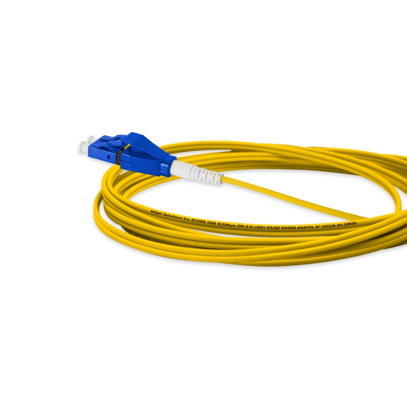 Cordão Óptico 3m, LC/UPC-LC/UPC Uniboot Duplex SM  OS2 BLI G657-A1 9/125 BIF 2.0mm LSZH Amarelo, Fibra Monomodo Miljet