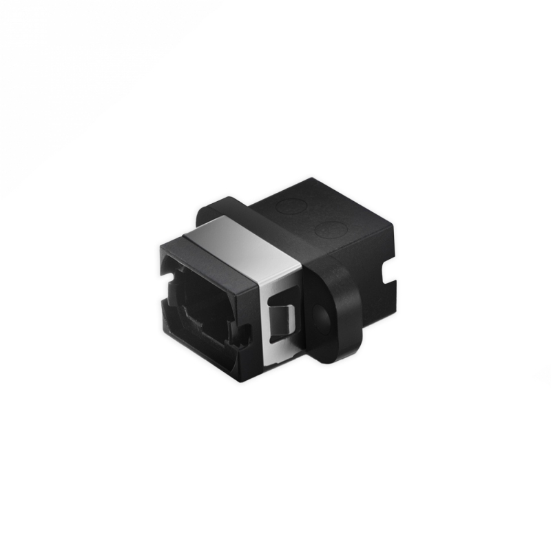 Adaptador/Acoplador Óptico MPO/UPC para MPO/UPC MM OM3, Simplex Multimodo Preto com Flange