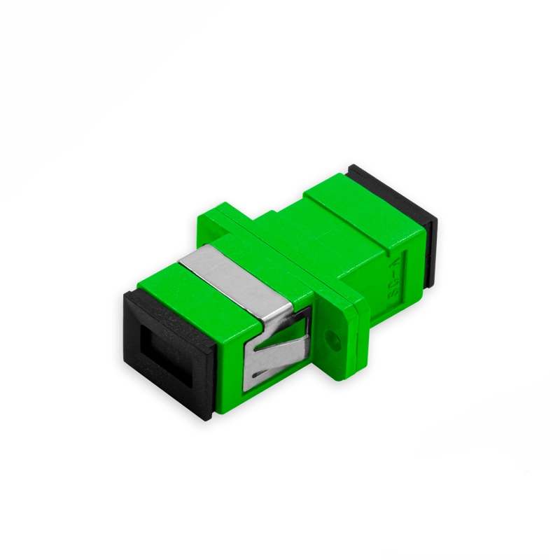 Adaptador Acoplador Óptico SC/APC para SC/APC SM, Simplex Monomodo Verde com Flange