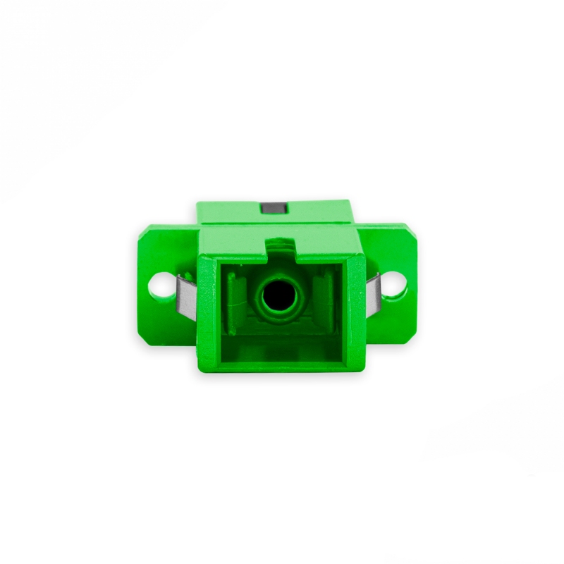 Adaptador Acoplador Óptico SC/APC para SC/APC SM, Simplex Monomodo Verde com Flange