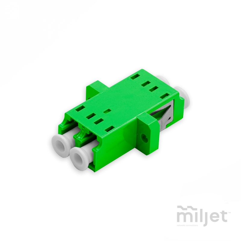 Adaptador Acoplador Óptico LC/APC para LC/APC SM, Duplex Monomodo Verde com Flange