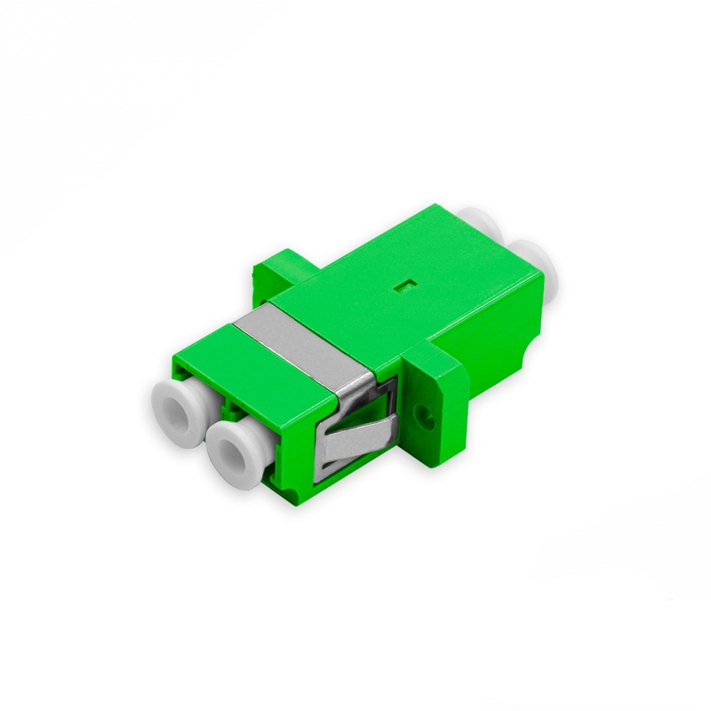 Adaptador Acoplador Óptico LC/APC para LC/APC SM, Duplex Monomodo Verde com Flange