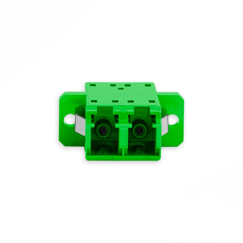 Adaptador Acoplador Óptico LC/APC para LC/APC SM, Duplex Monomodo Verde com Flange