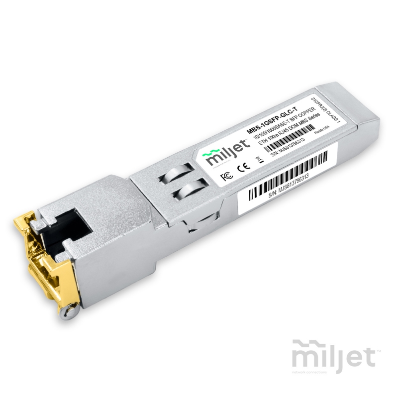 10/100/1000BASE-T SFP, COPPER ETH 100M RJ45 DDM, MBS Series transceptor óptico Miljet