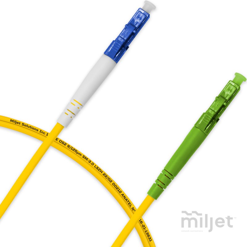 Cordão Óptico 1m, LC/UPC-LC/APC, SM BLI G657-A1 9/125, OS2 Simplex 3.0mm LSZH Amarelo, Fibra Monomodo Miljet