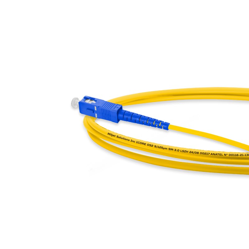 Cordão Óptico 1m, SC/UPC-SC/APC, SM BLI G657-A1 9/125, OS2 Simplex 3.0mm LSZH Amarelo, Fibra Monomodo Miljet