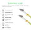 Cordão Óptico 50m, LC/UPC-LC/UPC MM 50/125, OM5 G651.1 Duplex 2.0mm LSZH Verde, Fibra Multimodo Miljet