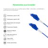 Cordão Óptico 5m, LC/UPC-LC/UPC Push-pull Uniboot Duplex SM OS2 BLI G.657-A1 9/125 BIF 2.0mm LSZH Azul Fibra Monomodo Miljet