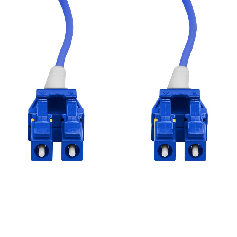 Cordão Óptico 5m, LC/UPC-LC/UPC Push-pull Uniboot Duplex SM OS2 BLI G.657-A1 9/125 BIF 2.0mm LSZH Azul Fibra Monomodo Miljet