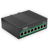 Switch PoE Industrial de Liga de Alumínio MAAIS-08GP 8P, 8xRJ45 GbE PoE 120W, Trilho DIN, Fonte DC 12~52V, Temp. -40°C~80°C, Não Gerenciável