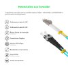 Cordão Óptico 10m, LC/UPC-ST/UPC, MM G651.1 50/125, OM3 Duplex 2.0mm LSZH Aqua, Fibra Multimodo Miljet