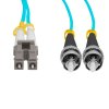 Cordão Óptico 10m, LC/UPC-ST/UPC, MM G651.1 50/125, OM3 Duplex 2.0mm LSZH Aqua, Fibra Multimodo Miljet