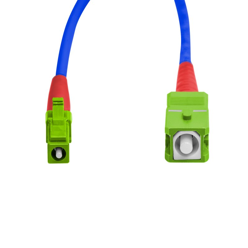 Cordão óptico 2.5m, LC/APC-SC/APC, SM BLI G657-A2 9/125 0.12dB IL OS2 Simplex 3.0mm LSZH ABNT Azul, Fiber Monomodo Miljet