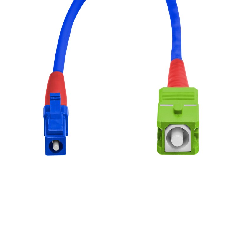 Cordão Óptico 2.5m, LC/UPC-SC/APC, SM BLI G657-A2 9/125 0.12dB IL OS2 Simplex 3.0mm LSZH ABNT Azul, Fibra Monomodo Miljet