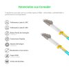 Cordão Óptico 30m, LC/UPC-LC/UPC, MM G651.1 50/125, OM3 Duplex 2.0mm LSZH Aqua, Fibra Multimodo Miljet