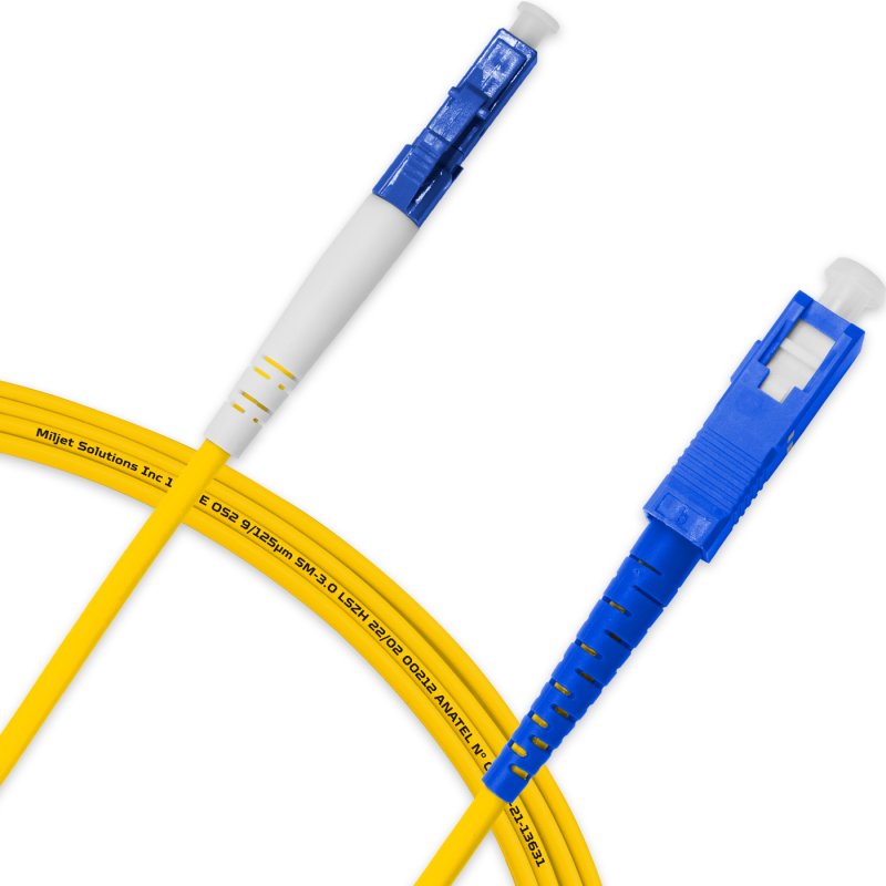 Cordão Óptico 3m, LC/UPC-SC/UPC, SM BLI G657-A2 9/125, OS2 Simplex 3.0mm LSZH Amarelo, Fibra Monomodo Miljet