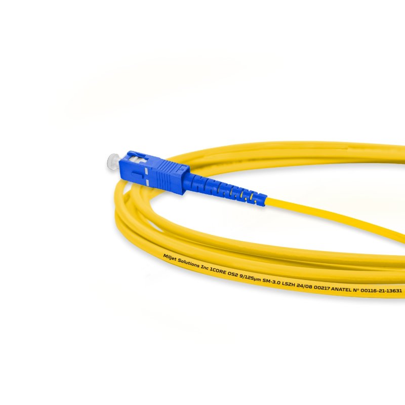 Cordão Óptico 3m, LC/UPC-SC/UPC, SM BLI G657-A2 9/125, OS2 Simplex 3.0mm LSZH Amarelo, Fibra Monomodo Miljet