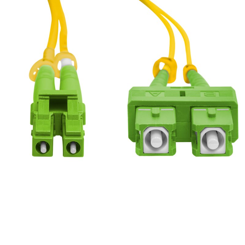 Cordão Óptico 5m, LC/APC-SC/APC, SM BLI G657-A2 9/125, OS2 Duplex 2.0mm LSZH Amarelo, Fibra Monomodo Miljet