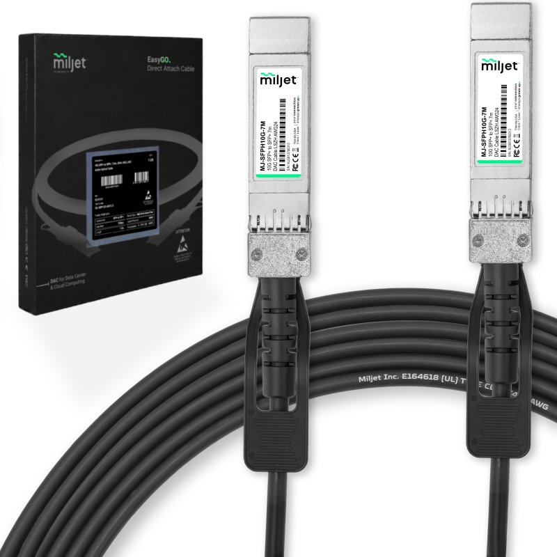 Cabo 10G SFP+ para SFP+ 7m, DAC Direct Attach Copper, Twinax LSZH AWG24 Miljet