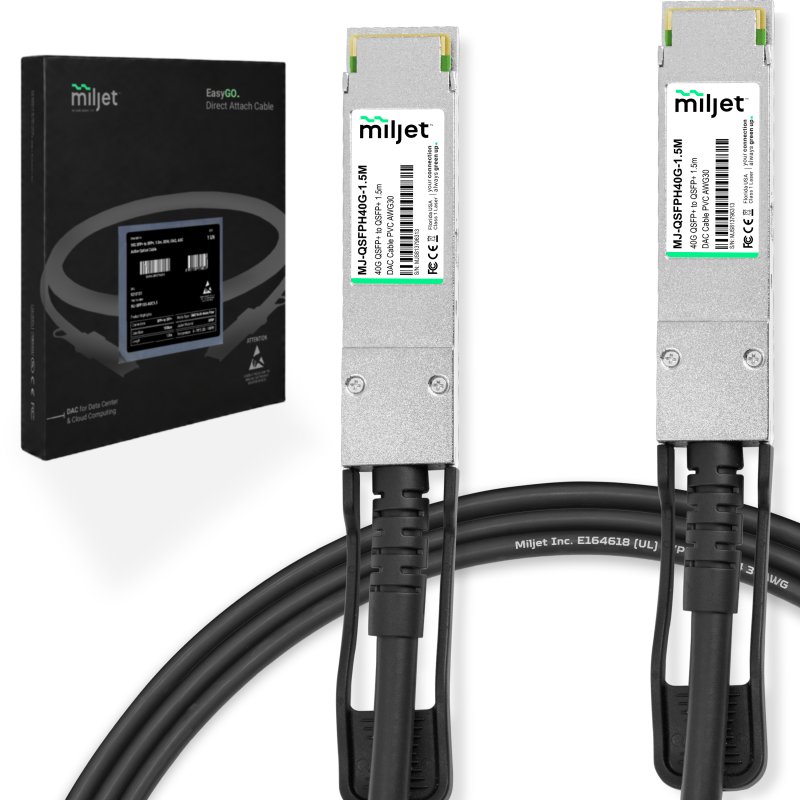 Cabo 40G QSFP+ para QSFP+ 1.5m, DAC Direct Attach Copper, Twinax Cabo PVC 30AWG
