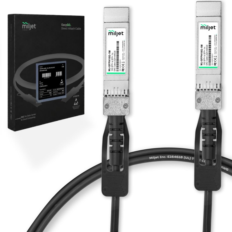 Cabo 10G SFP+ para SFP+ 1m, DAC Direct Attach Copper, Twinax LSZH AWG30 Miljet